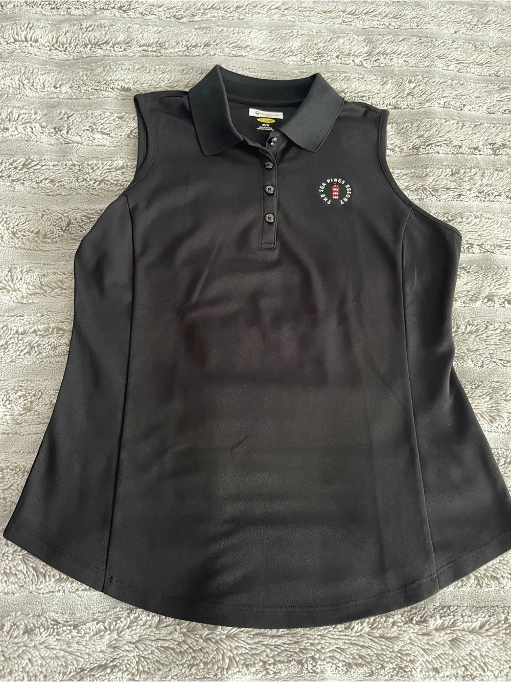 Greg Norman Collection Black Sleeveless Polo Tank with Embroidered Logo